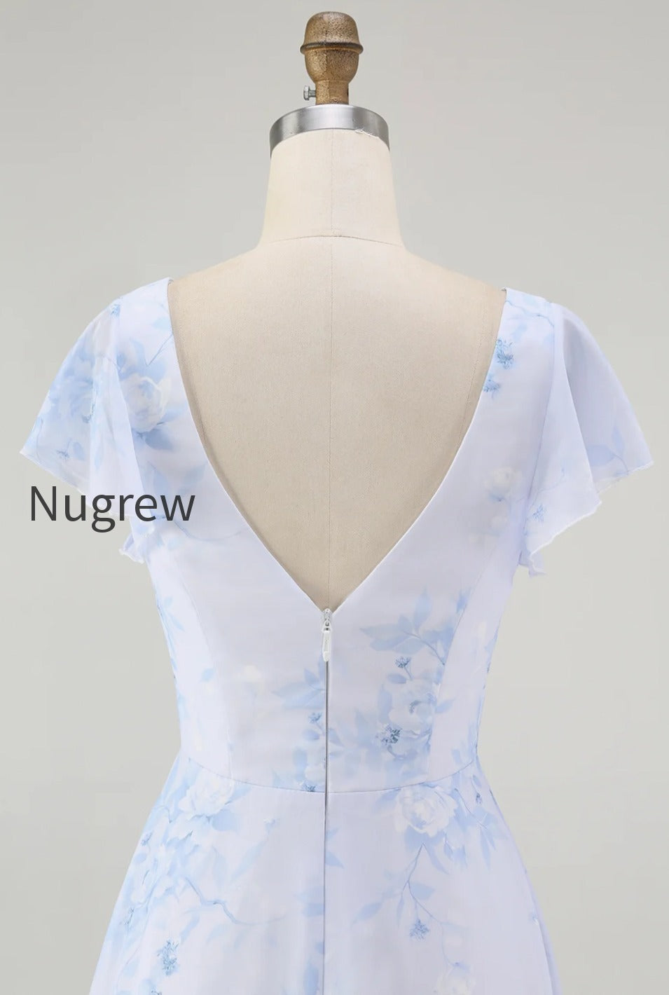blue-chiffon-floral-a-line-v-neck-long-wedding-guest-dress-with-sleeves