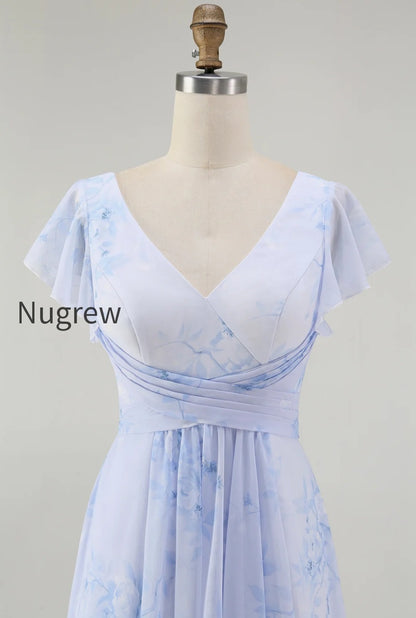blue-chiffon-floral-a-line-v-neck-long-wedding-guest-dress-with-sleeves