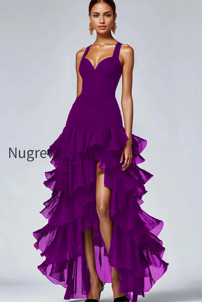 black-organza-sweetheart-ruffled-high-low-formal-dress