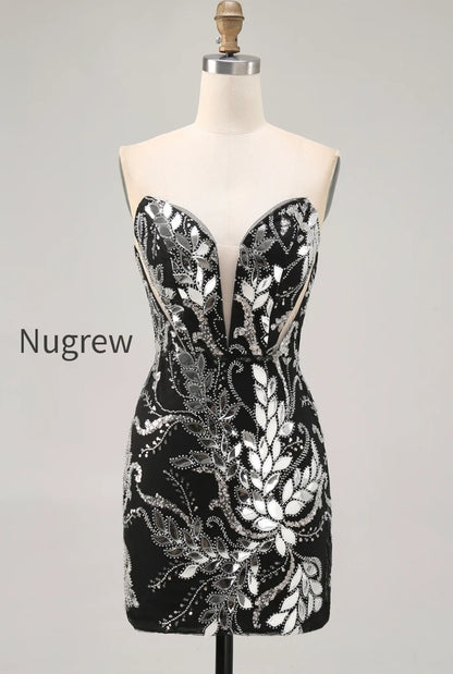 sparkly-black-tight-strapless-short-mirror-homecoming-dress