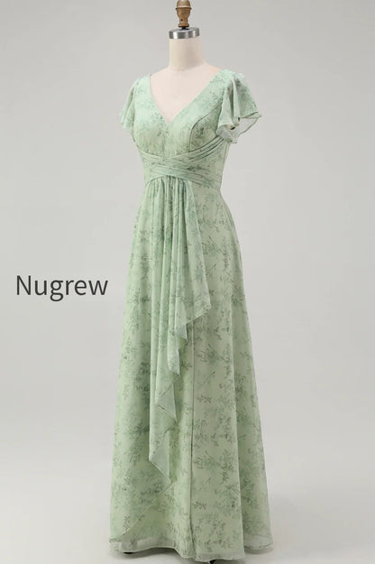 blue-chiffon-floral-a-line-v-neck-long-wedding-guest-dress-with-sleeves