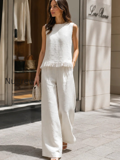 sleeveless-textured-top-and-wide-leg-pants-set-with-frayed-hem-detail