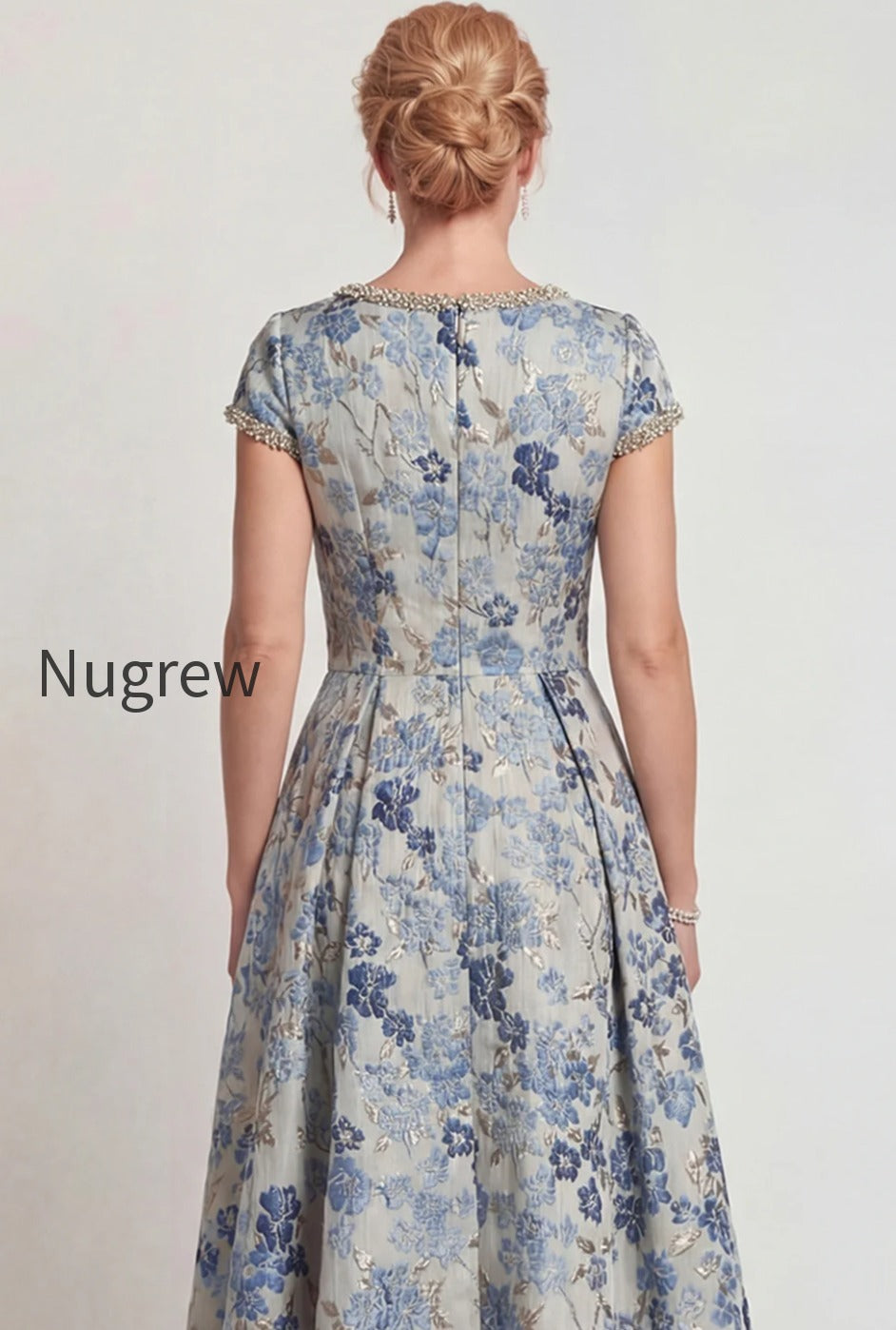 grey-blue-floral-jacquard-a-line-long-mother-of-the-bride-dress-with-sleeves