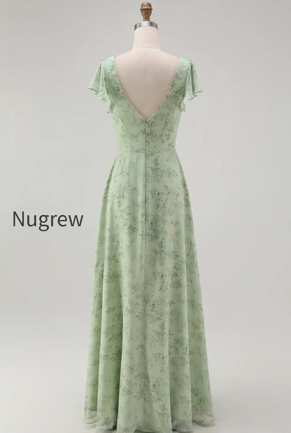 blue-chiffon-floral-a-line-v-neck-long-wedding-guest-dress-with-sleeves
