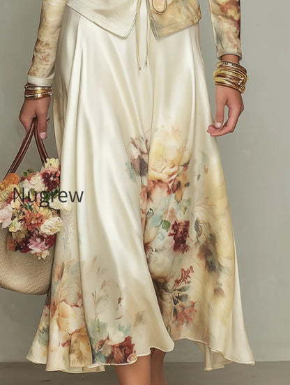 elegant-ivory-floral-print-satin-skirt-set