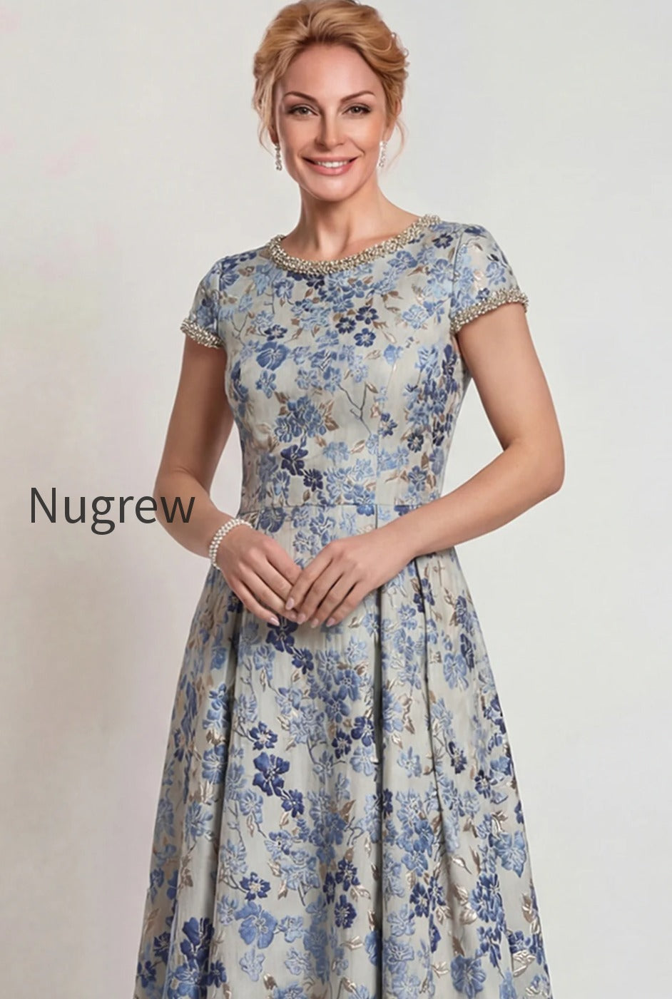 grey-blue-floral-jacquard-a-line-long-mother-of-the-bride-dress-with-sleeves