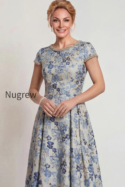 grey-blue-floral-jacquard-a-line-long-mother-of-the-bride-dress-with-sleeves