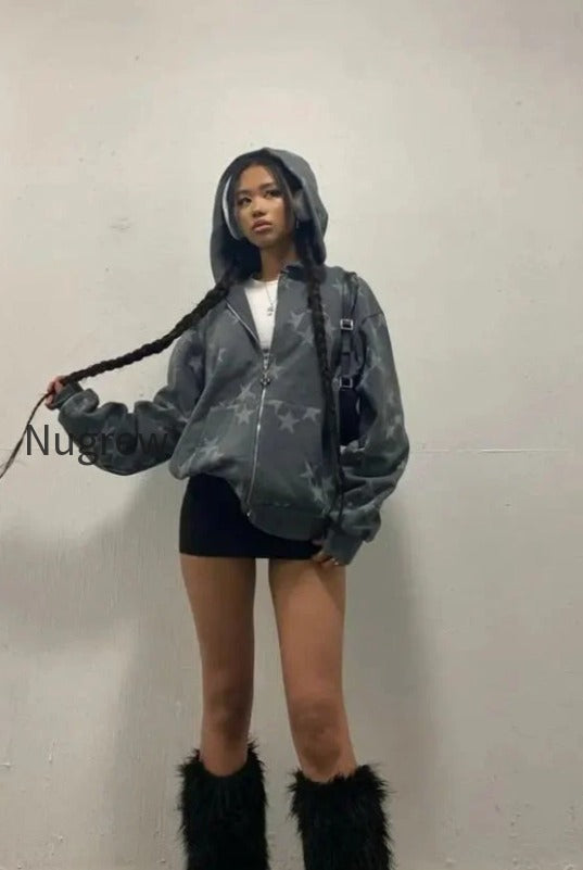 db-star-print-zip-up-hoodie