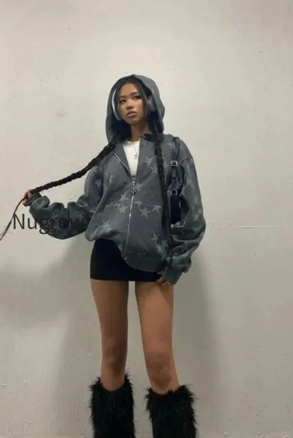 db-star-print-zip-up-hoodie
