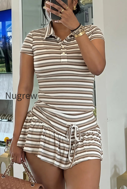 stripe-polo-tie-waist-skirt-set