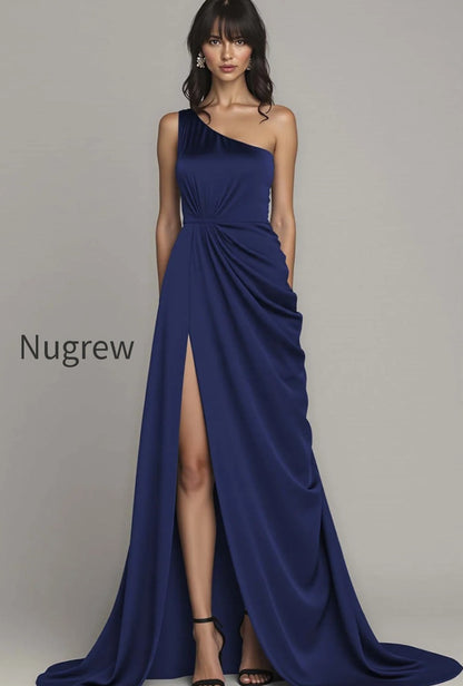 black-one-shoulder-a-line-long-satin-formal-dress-with-slit