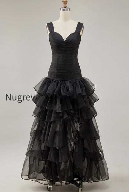 black-organza-sweetheart-ruffled-high-low-formal-dress