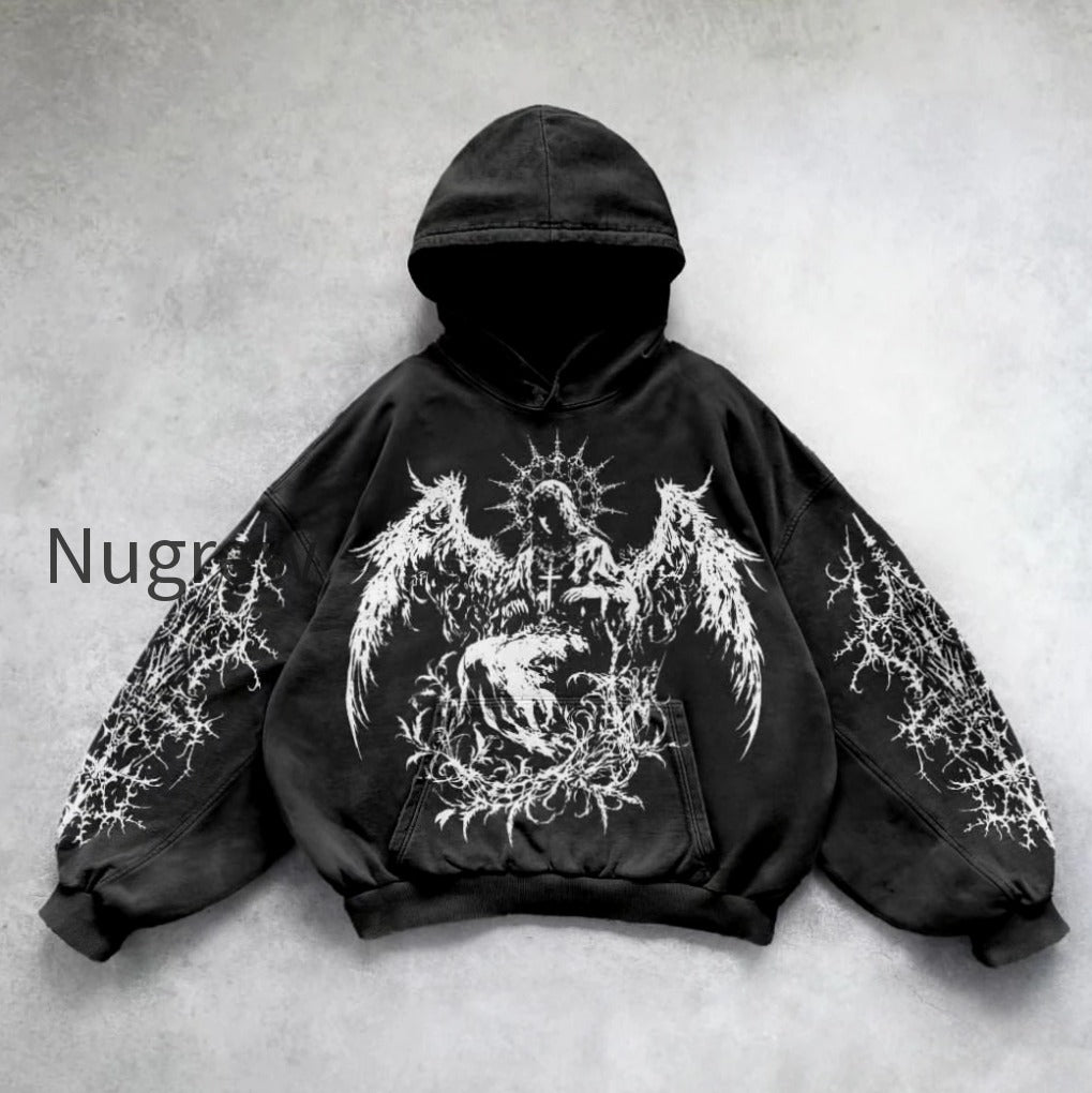 db-oversized-gothic-print-hoodie