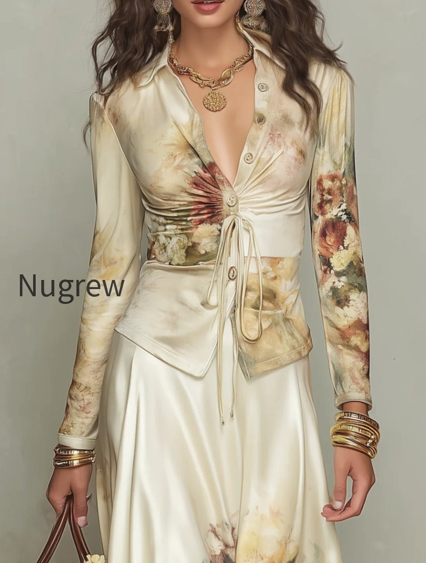 elegant-ivory-floral-print-satin-skirt-set