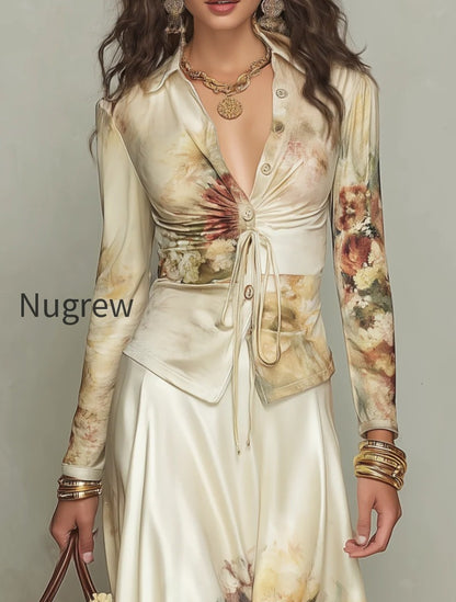 elegant-ivory-floral-print-satin-skirt-set
