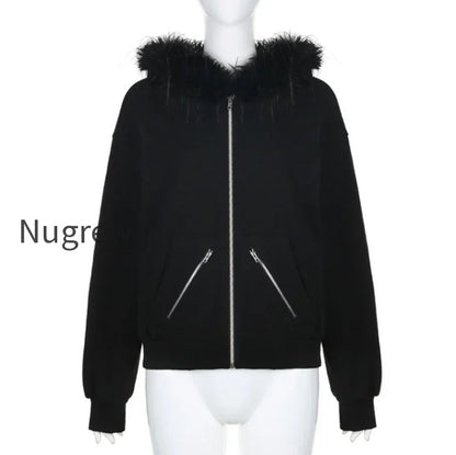 gothic-graphic-print-rhinestones-zip-up-streetwear-hip-hop-hoodie