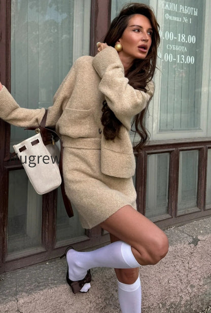 tweed-solid-cardigan-skirt-set-chic-two-piece-set
