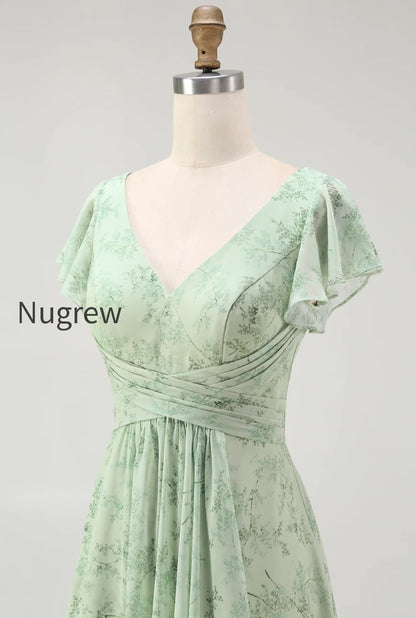 blue-chiffon-floral-a-line-v-neck-long-wedding-guest-dress-with-sleeves